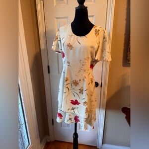 Randi May Floral Cream Mini Dress with Red and Yellow Accents